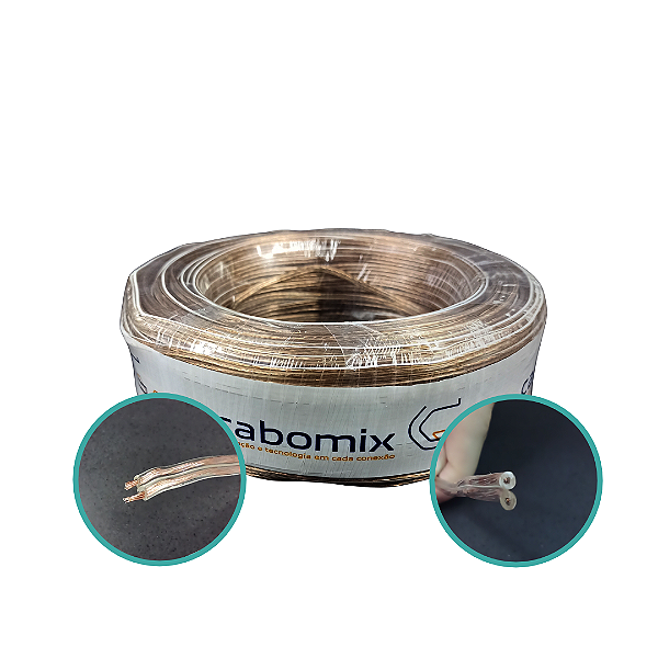 Fio Bicolor Paralelo Cristal Branco 100 Metros 2x22 Awg 0,30mm