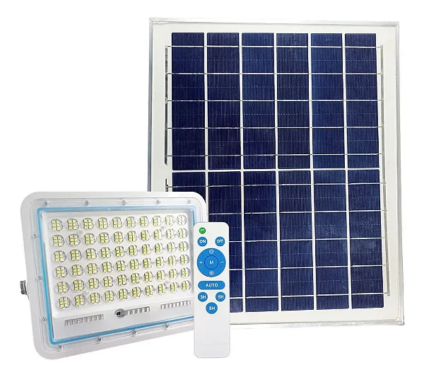 Refletor Solar Holofote 200w Placa Bateria Prova Dágua