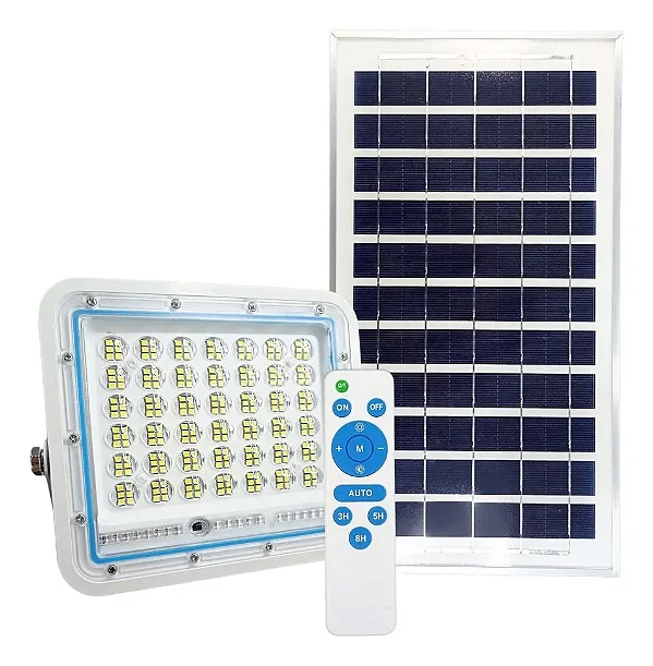 Refletor Led 100w Com Placa Solar A Prova D'água Holofote Bf