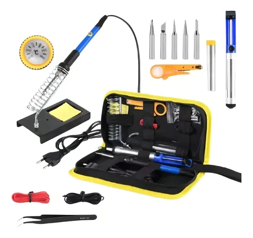 Kit Completo Ferro Solda Tubete Estanho Com Resina Sugador 110V