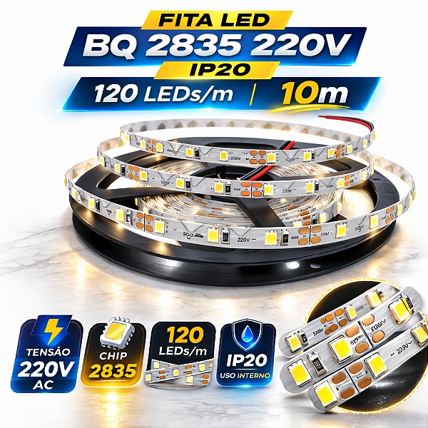 FITA LED BQ 2835 220V IP20 120 LEDs/m 10m