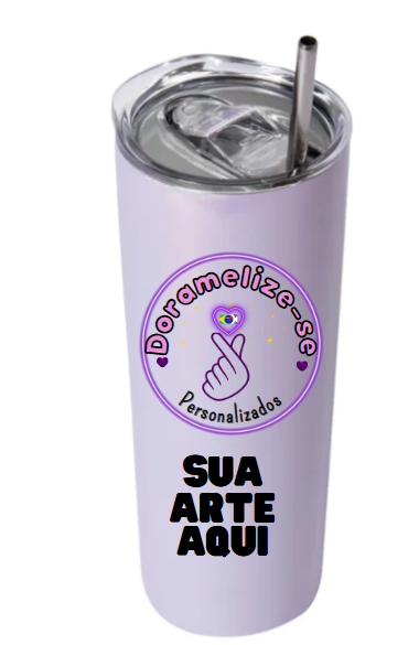 Copo Térmico Cintilante Com Tampa E Canudo 550ml - Personalizese do seu jeito