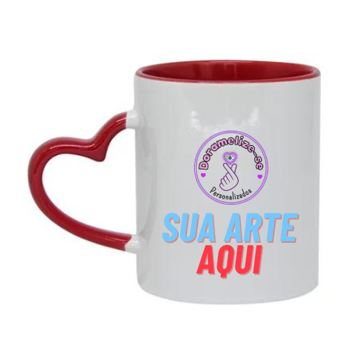 CANECA VERMELHA COM ALÇA CORAÇÃO