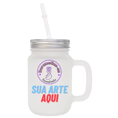 Caneca Mason vidro Jateado - 350ml