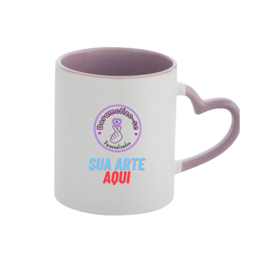 CANECA LILÁS COM ALÇA CORAÇÃO