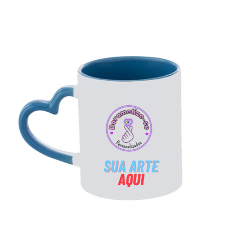 CANECA AZUL COM ALÇA CORAÇÃO