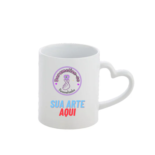 CANECA BRANCA COM ALÇA CORAÇÃO