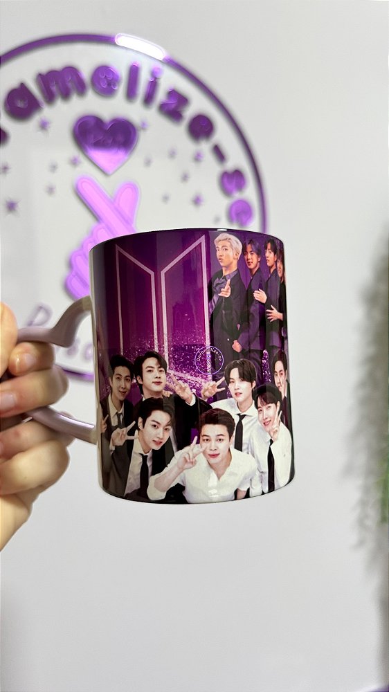 Caneca alça coração Lilás  - Purple BTS