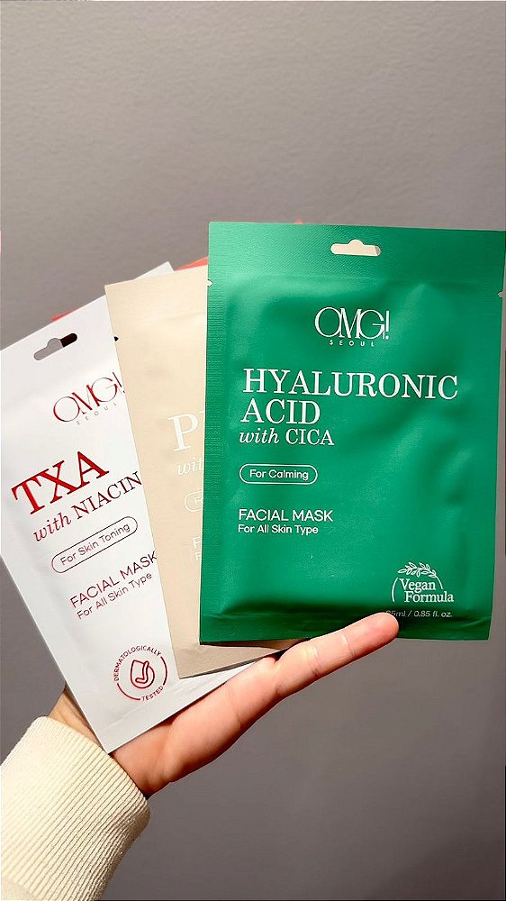 Máscara Facial de Ácido Hialurônico com Cica – OMG! Seoul