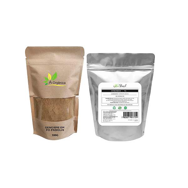 Kit: Chá de Hibisco 50g + Gengibre em pó 100g