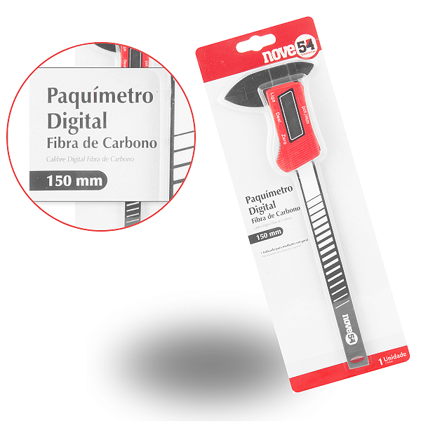 Paquímetro Digital 150mm Fibra De Carbono Nove54 Reforçado