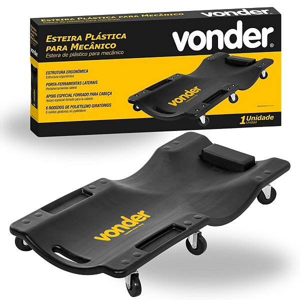 Esteira Ergonômica Plástica Para Mecânico Com Apoio De Cabeça Com 6 Rodízios Cap. 150kg Vonder