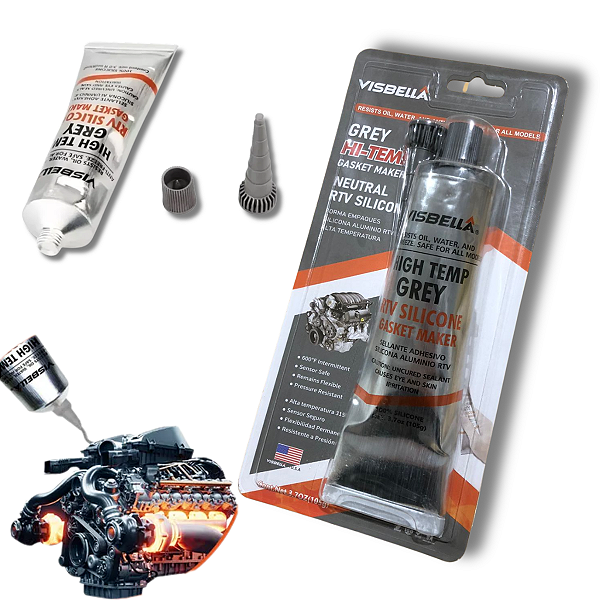 Silicone Bisnaga Alta Temperatura Até 315°C 105g High Temp Grey Cinza Visbella