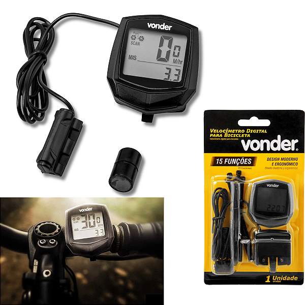 Velocímetro Digital P/ Bike 15 Funções Prova D'agua Vonder