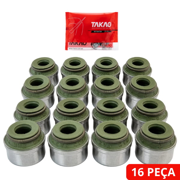 Retentor Vedadores de Valvula 6mm Peugeot 1.6 16v 206 207 C3 com 16 peças Takao
