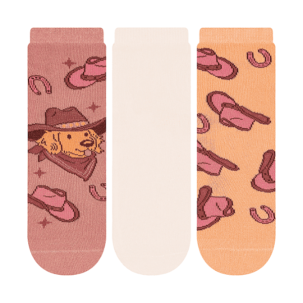 Kit 3 Pares Soquete Juvenil - Tam 34 a 38