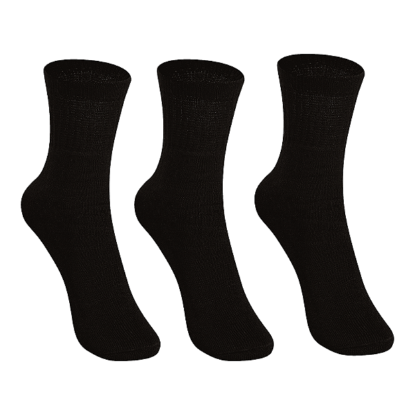 Kit 3 Pares Cano Médio Esportiva Juvenil - Tam 34 a 38