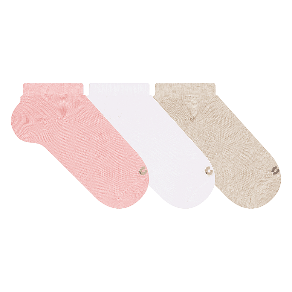 Kit 3 Pares Cano Curto Esportiva Especial Atoalhada - Tam 34 a 38