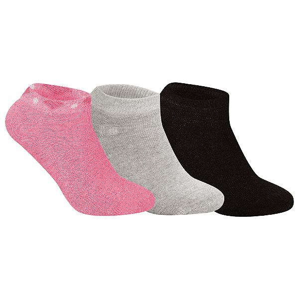 Kit com 3 Pares Cano Curto Esportiva - Tam 34 a 39