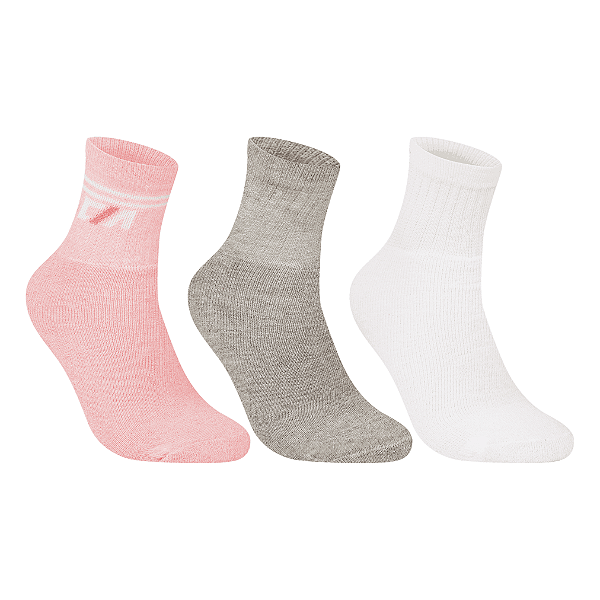 Kit 3 Pares Cano Médio Esportiva - Tam 34 a 39