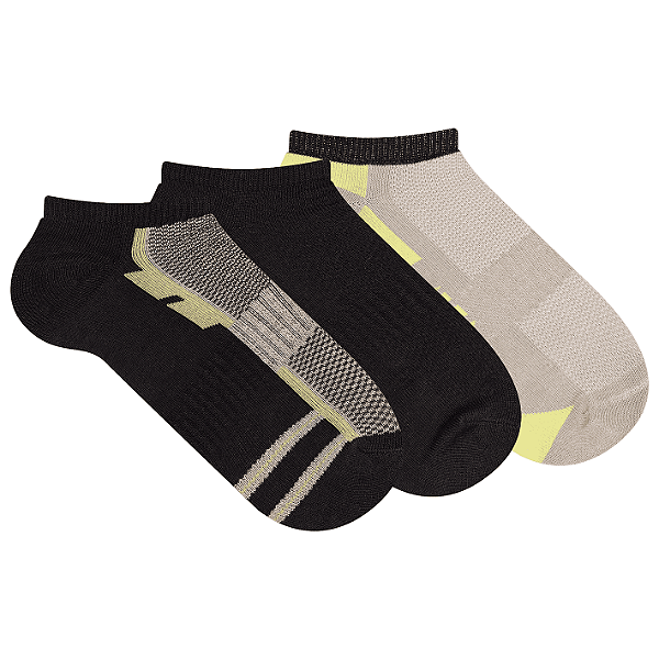 Kit 3 Pares Cano Curto Fitness - Tam 39 a 42
