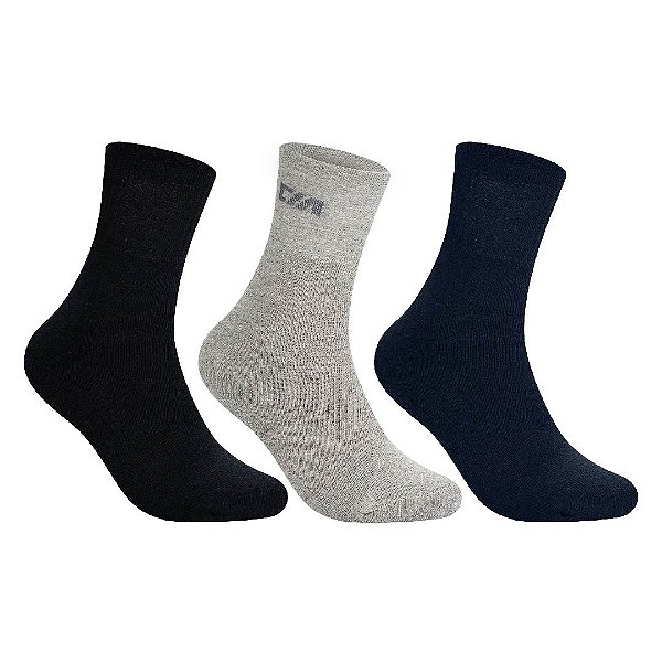 Kit 3 Pares Cano Médio Esportiva - Tam 39 a 42