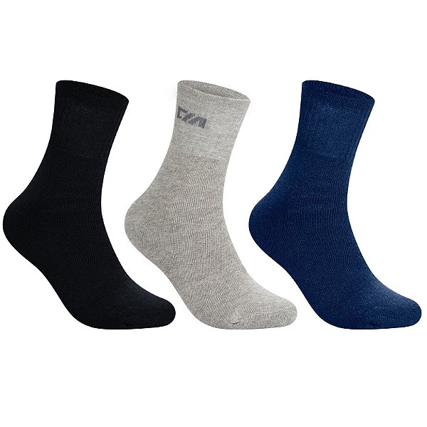 Kit 3 Pares Cano Médio Esportiva - Tam 39 a 42