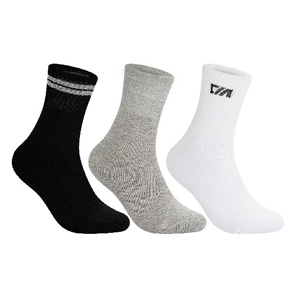 Kit 3 Pares Cano Médio Esportiva - Tam 39 a 42