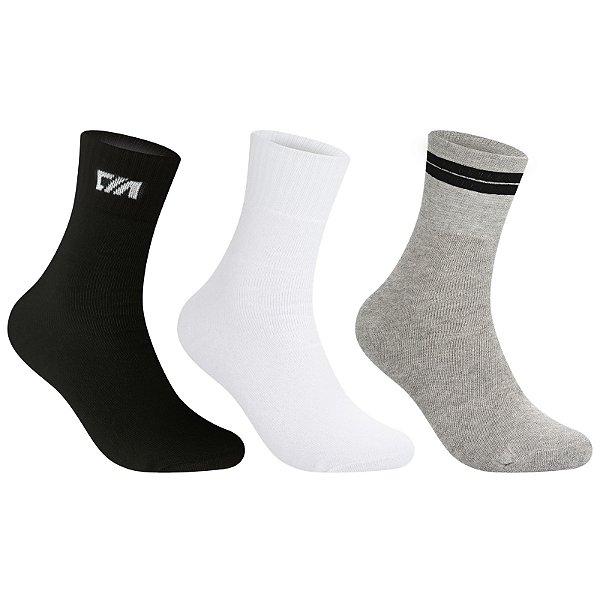 Kit 3 Pares Cano Médio Esportiva - Tam 39 a 42