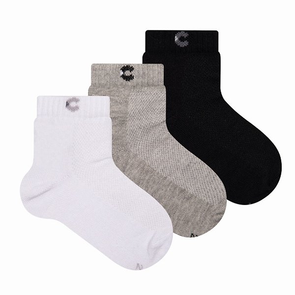 Kit 3 Pares Cano Curto Infantil