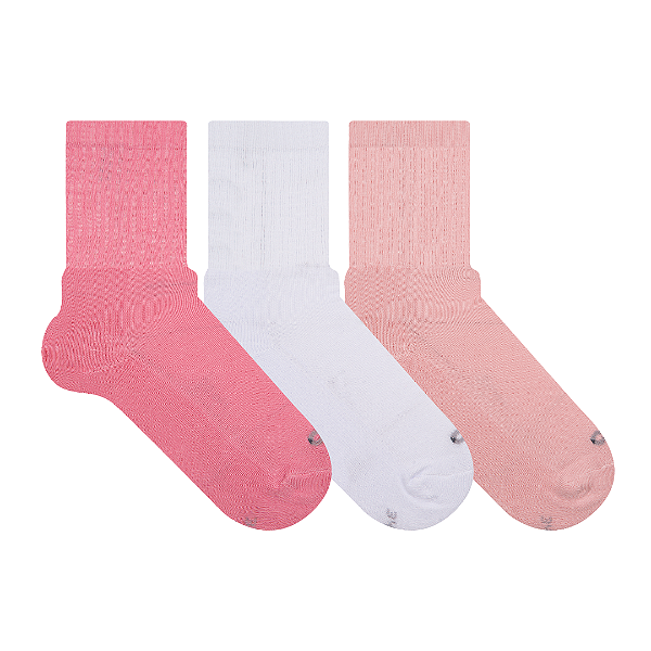 Kit 3 Pares Cano Longo Esportiva Especial Sola Atoalhada - Tam 34 a 38