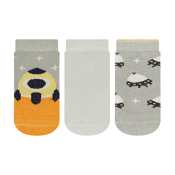 Kit 3 pares Soquete Recém Nascido - Tam 13 a 16