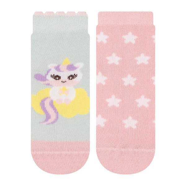 Kit 2 Pares Soquete Bebê Antiderrapante - Tam 17 a 22