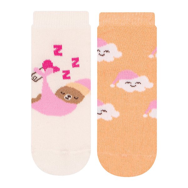 Kit 2 Pares Soquete Bebê Antiderrapante - Tam 17 a 22