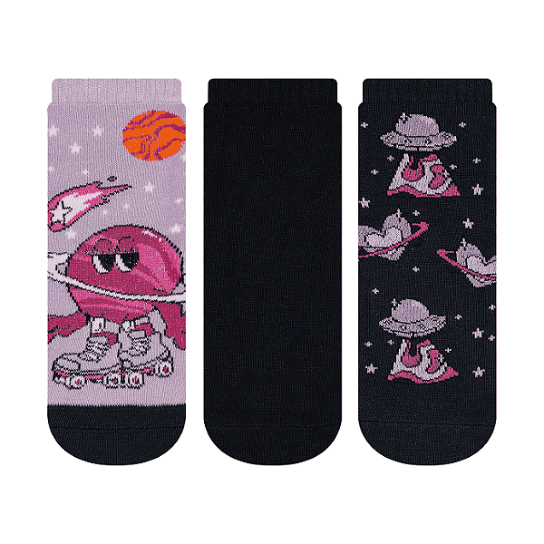 Kit 3 Pares Cano Curto Juvenil - Tam 34 a 38