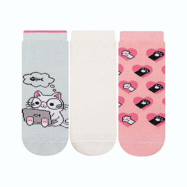 Kit 3 Pares Cano Curto Infantil
