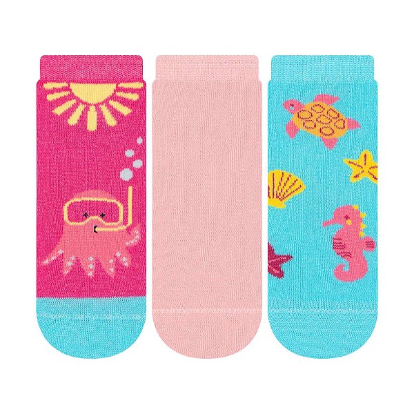 Kit 3 Pares Cano Curto Infantil