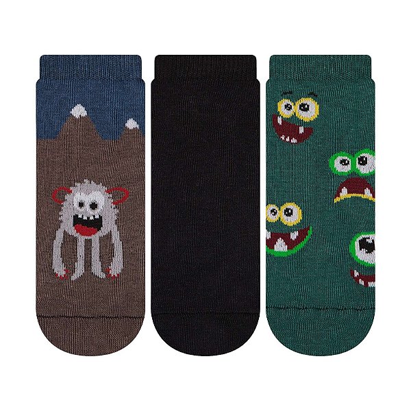 Kit 3 Pares Cano Curto Infantil