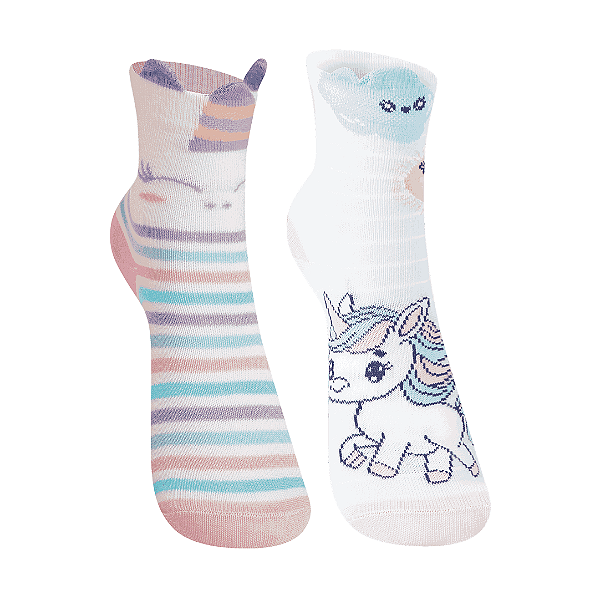 Kit 2 Pares Soquete Infantil 3D