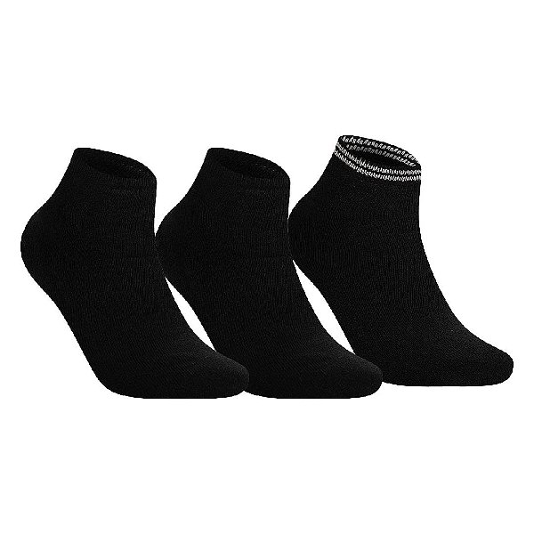 Kit com 3 Pares Cano Curto Esportiva - Tam  39 a 42