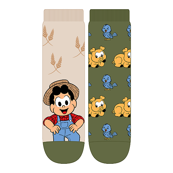 Kit 2 Pares Soquete Infantil - Turma do Chico Bento