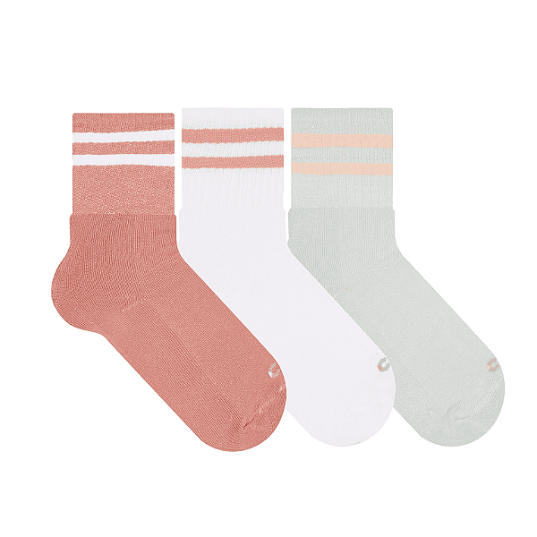 Kit 3 Pares Cano Longo Esportiva Especial Sola Atoalhada - Tam 34 a 38