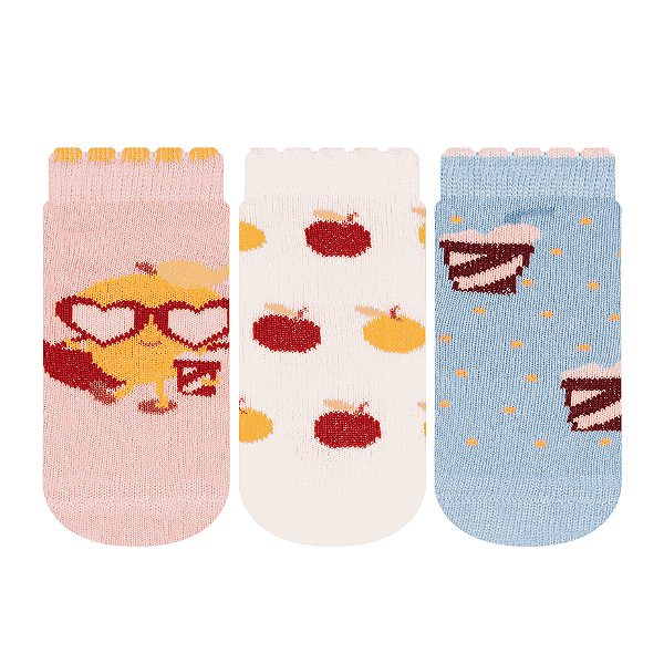 Kit 3 pares Soquete Recém Nascido - Tam 13 a 16