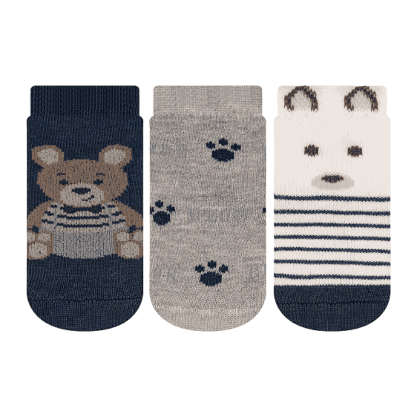 Kit 3 pares Soquete Recém Nascido - Tam 13 a 16