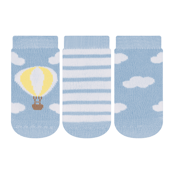 Kit 3 pares Soquete Recém Nascido - Tam 13 a 16