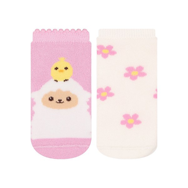 Kit 2 Pares Soquete Bebê Antiderrapante - Tam 17 a 22