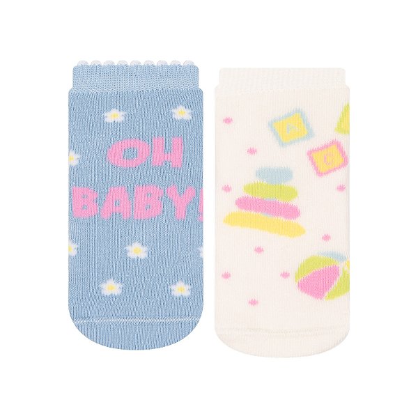 Kit 2 Pares Soquete Bebê Antiderrapante - Tam 17 a 22
