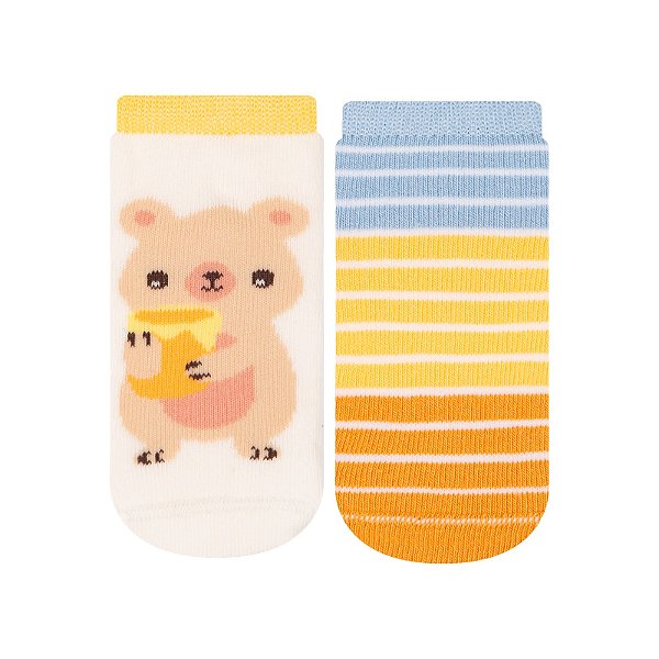 Kit 2 Pares Soquete Bebê Antiderrapante - Tam 17 a 22