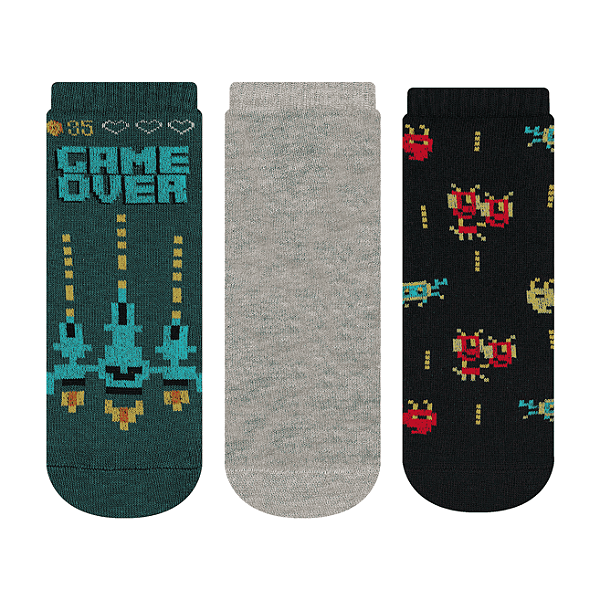 Kit 3 Pares Cano Curto Juvenil - Tam 34 a 38