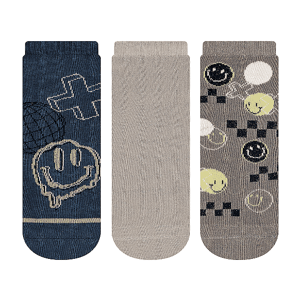 Kit 3 Pares Cano Curto Juvenil - Tam 34 a 38